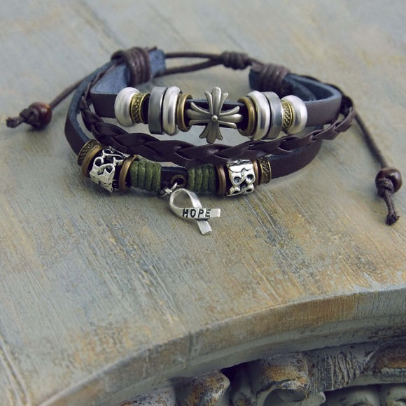 Christian Designs Jewelry - 🌸HPic! Hope Bracelet Bronze Leather Silver Accent